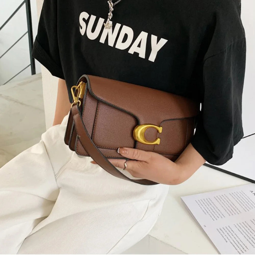 Double-Strap Small Square Crossbody Bag – Stylish Underarm Shoulder Purse for Women