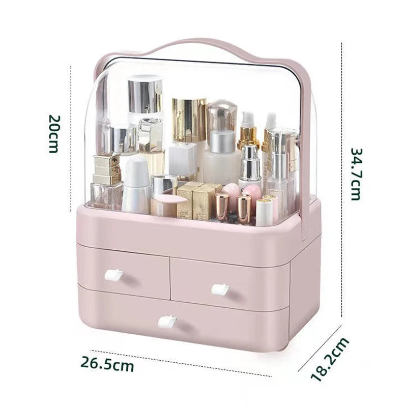 Cosmetic Organizer Countertop Organizer For Dresser With Lid And Drawer Countertop Waterproof And Dustproof Skin Care Organizer