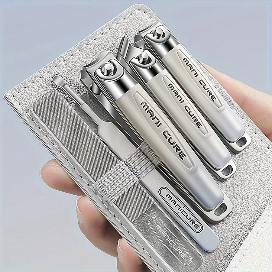 Premium 5Pcs Stainless Steel Manicure Kit, Portable Unisex Nail Set with Travel Case
