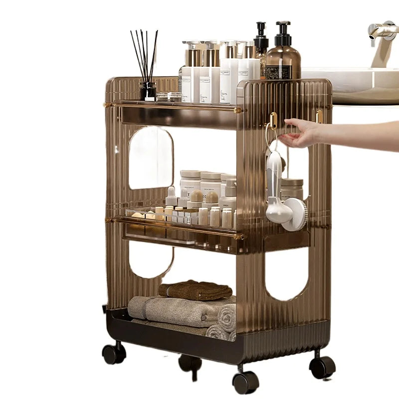 Premium Acrylic Makeup Organizer Display Shelf Beauty Salon Trolley Multi-Purpose Storage Rack Instrument Utility Cart