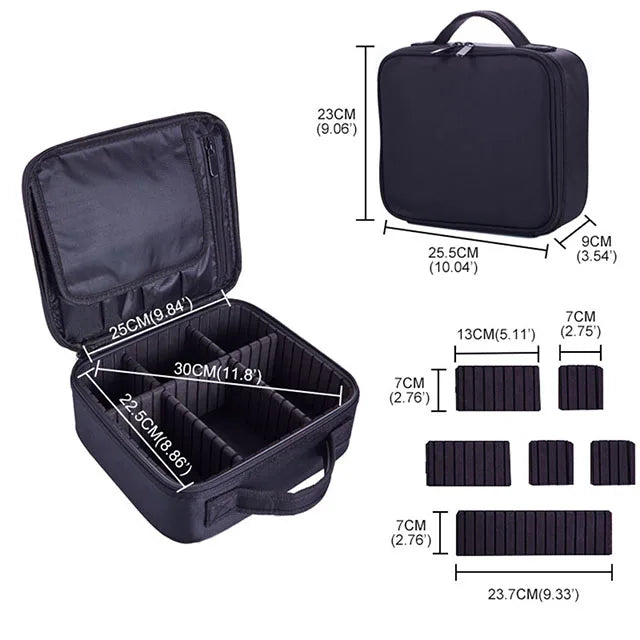 Travel Makeup Bag for Women Waterproof Cosmetic Case with Beauty Brush Storage Professional Tool Organizer Embroidery Design