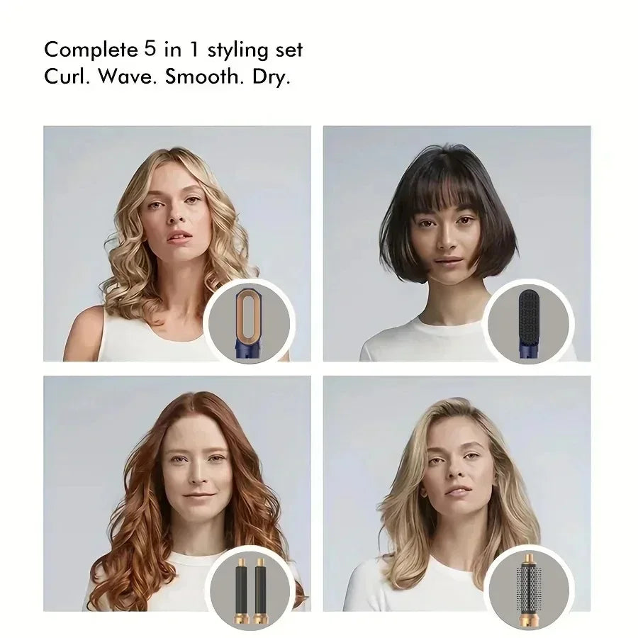 5-In-1 Electric Hair Dryer Styling Set  Home Styling Tools Curling Iron Hot Air Comb Straightener Multifunctional Hair Salon