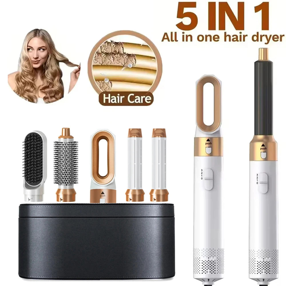 5-In-1 Electric Hair Dryer Styling Set  Home Styling Tools Curling Iron Hot Air Comb Straightener Multifunctional Hair Salon