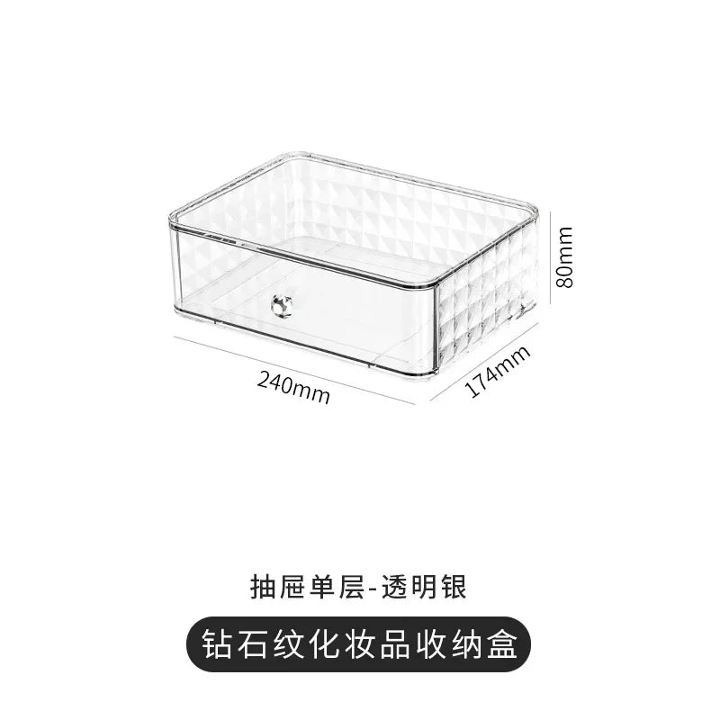 Cosmetic Storage Box Senior Sense of Light Luxury Desktop Makeup Box Transparent Visible Drawer Dust Moisture Proof Shelf