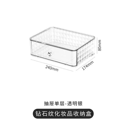 Cosmetic Storage Box Senior Sense of Light Luxury Desktop Makeup Box Transparent Visible Drawer Dust Moisture Proof Shelf