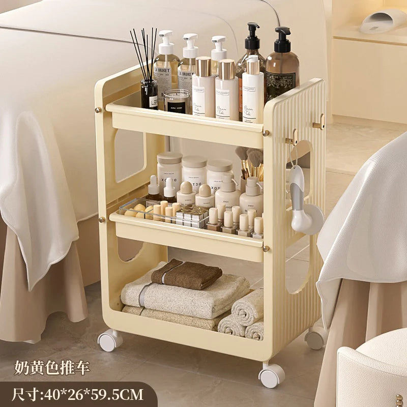 Premium Acrylic Makeup Organizer Display Shelf Beauty Salon Trolley Multi-Purpose Storage Rack Instrument Utility Cart