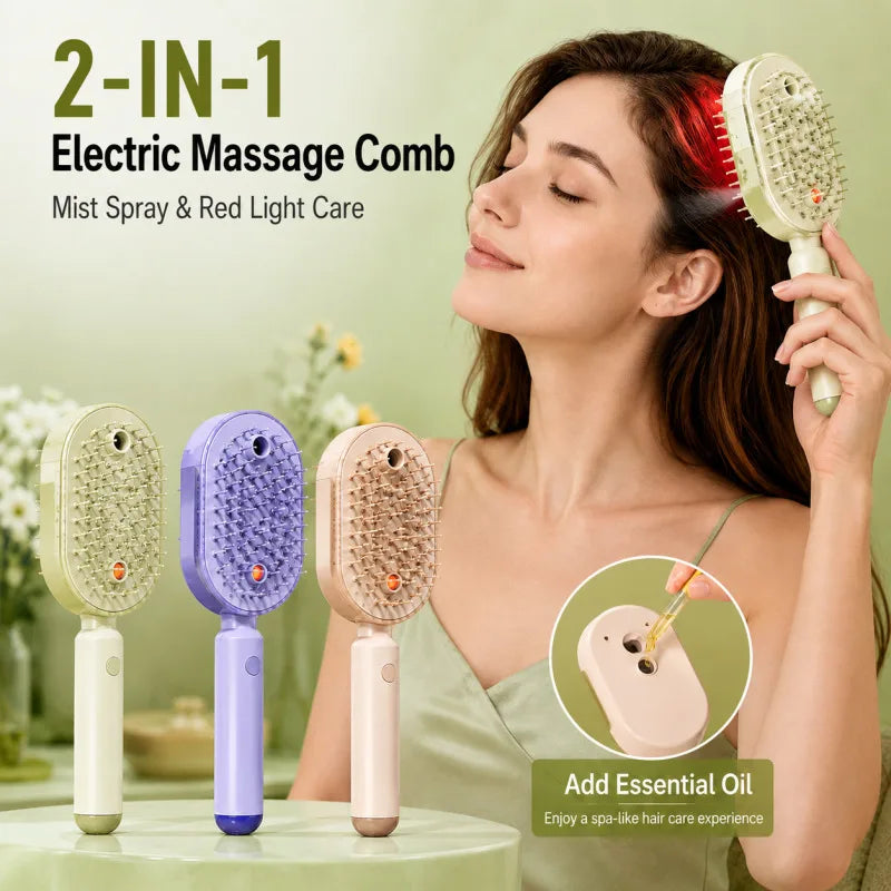 Electric massage comb with aromatic oil spray Red Light Hair Brush Anti Hair Loss Scalp Massager Home Salon Use