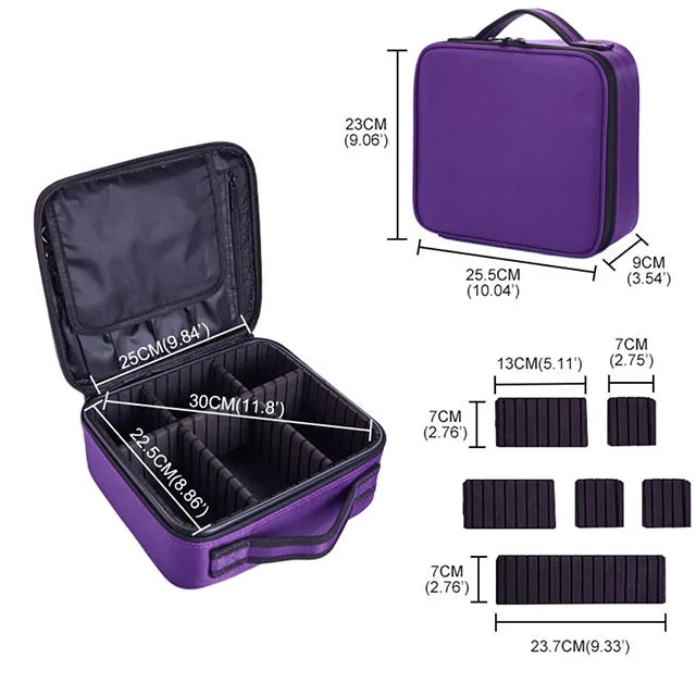 Travel Makeup Bag for Women Waterproof Cosmetic Case with Beauty Brush Storage Professional Tool Organizer Embroidery Design