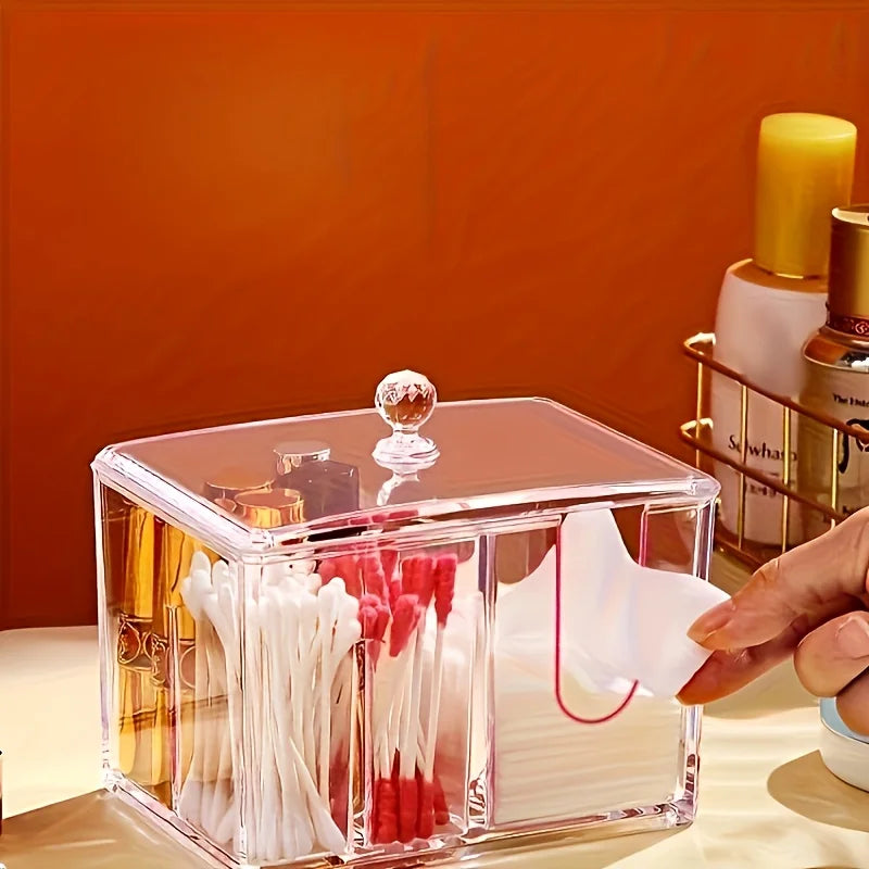 cosmetic storage box, which can hold cosmetic pads, makeup cloths and makeup brushes. Suitable for storing lipsticks