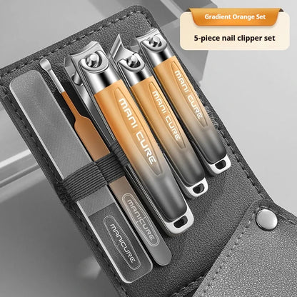 Premium 5Pcs Stainless Steel Manicure Kit, Portable Unisex Nail Set with Travel Case