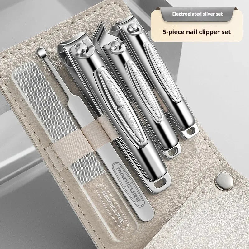 Premium 5Pcs Stainless Steel Manicure Kit, Portable Unisex Nail Set with Travel Case