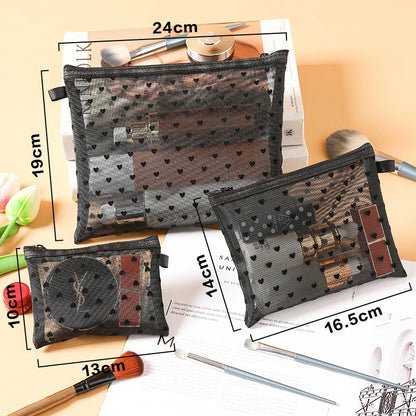 1Pcs Hot Mini Transparent Heart Makeup Bag Women Portable Lipsticks Cosmetic Storage Pouch Ins Clear Ctue Small Make Up Bag