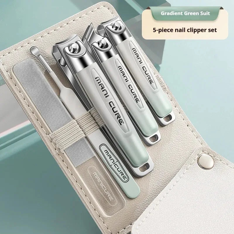 Premium 5Pcs Stainless Steel Manicure Kit, Portable Unisex Nail Set with Travel Case