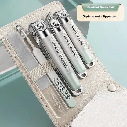 Premium 5Pcs Stainless Steel Manicure Kit, Portable Unisex Nail Set with Travel Case