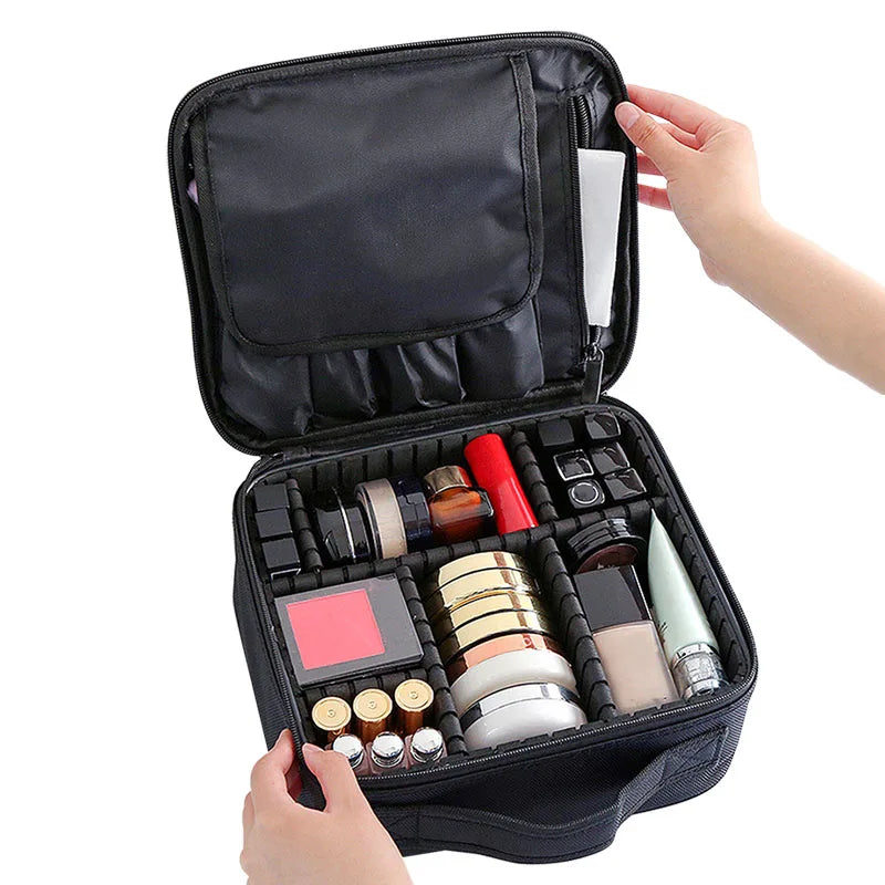 Travel Makeup Bag for Women Waterproof Cosmetic Case with Beauty Brush Storage Professional Tool Organizer Embroidery Design