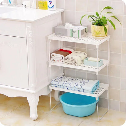 Home Closet Organizer Storage Shelf Kitchen Adjustable Storage Rack Shelves Cabinet Holders Space Saving Makeup Organizer