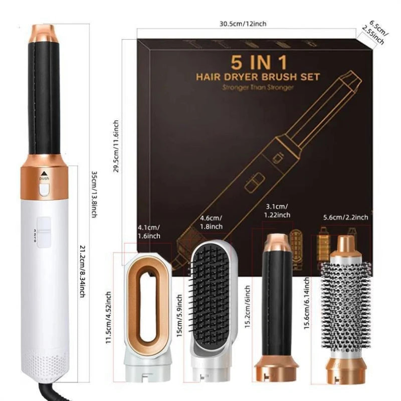New 5 in 1 Hair Dryer Brush Hot Comb Set Professional Curling Iron Hair Straightener Styling Tool For Professional Hair Dryer