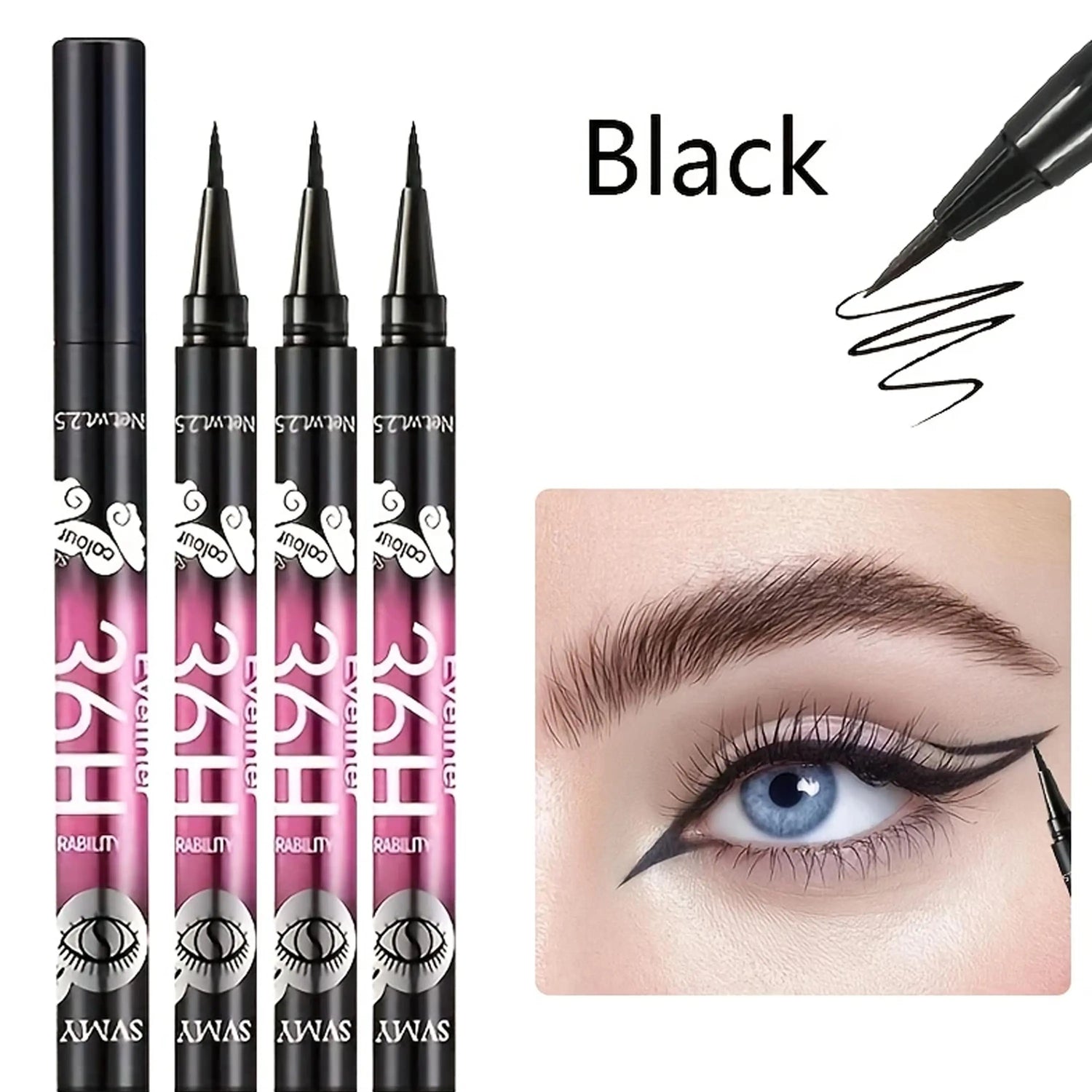 3pcs/5pcs Waterproof Black Eyeliner Pencils-Smudge-Proof, Long-Lasting &amp;Beginner-Friendly Eye Makeup