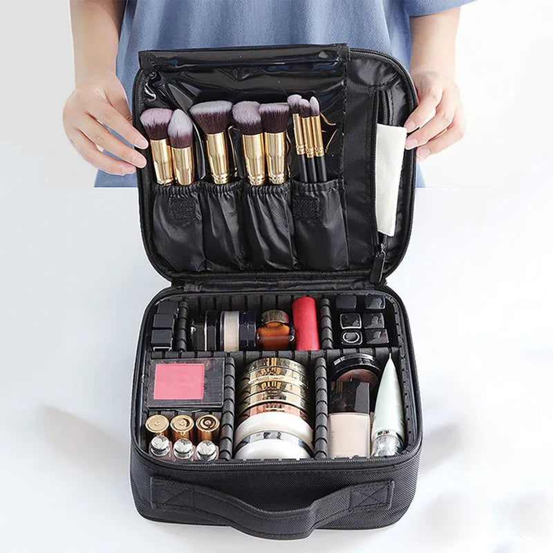 Travel Makeup Bag for Women Waterproof Cosmetic Case with Beauty Brush Storage Professional Tool Organizer Embroidery Design
