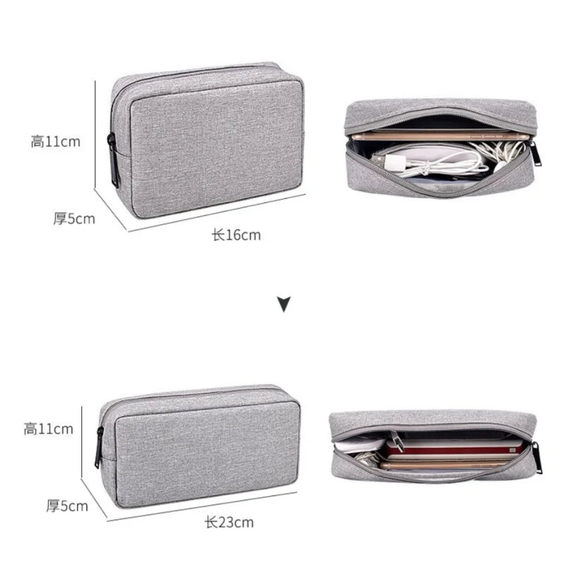 Travel Essentials Pouch Organizer for USB Cables Earphones Gadgets Storage Bag Digital Accessories Makeup Cover Devices