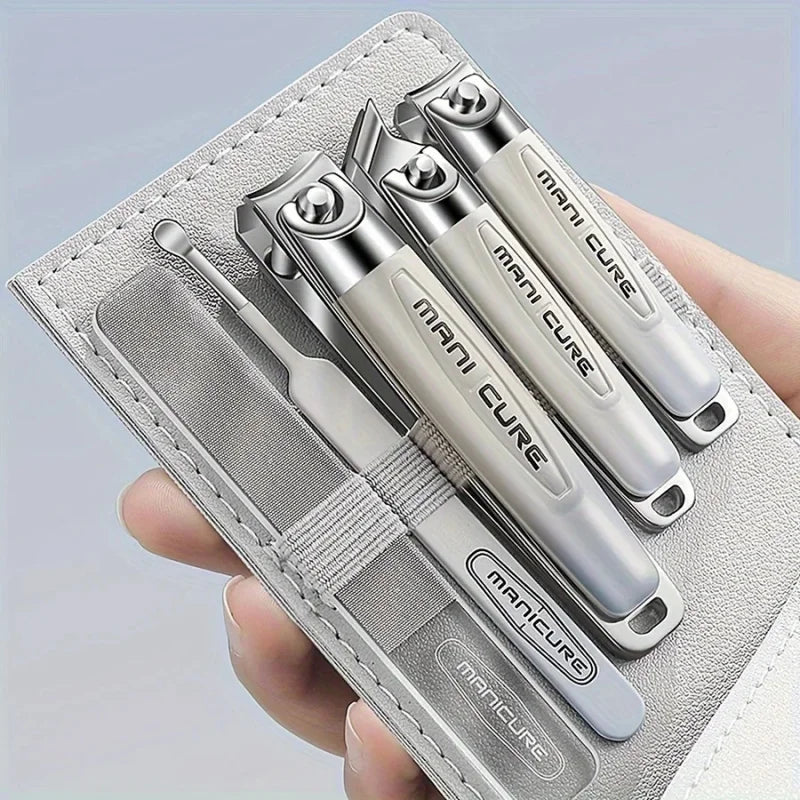 Premium 5Pcs Stainless Steel Manicure Kit, Portable Unisex Nail Set with Travel Case