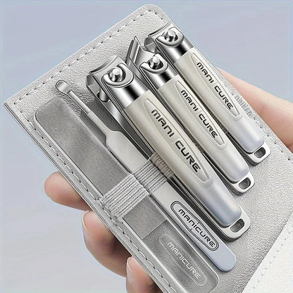 Premium 5Pcs Stainless Steel Manicure Kit, Portable Unisex Nail Set with Travel Case