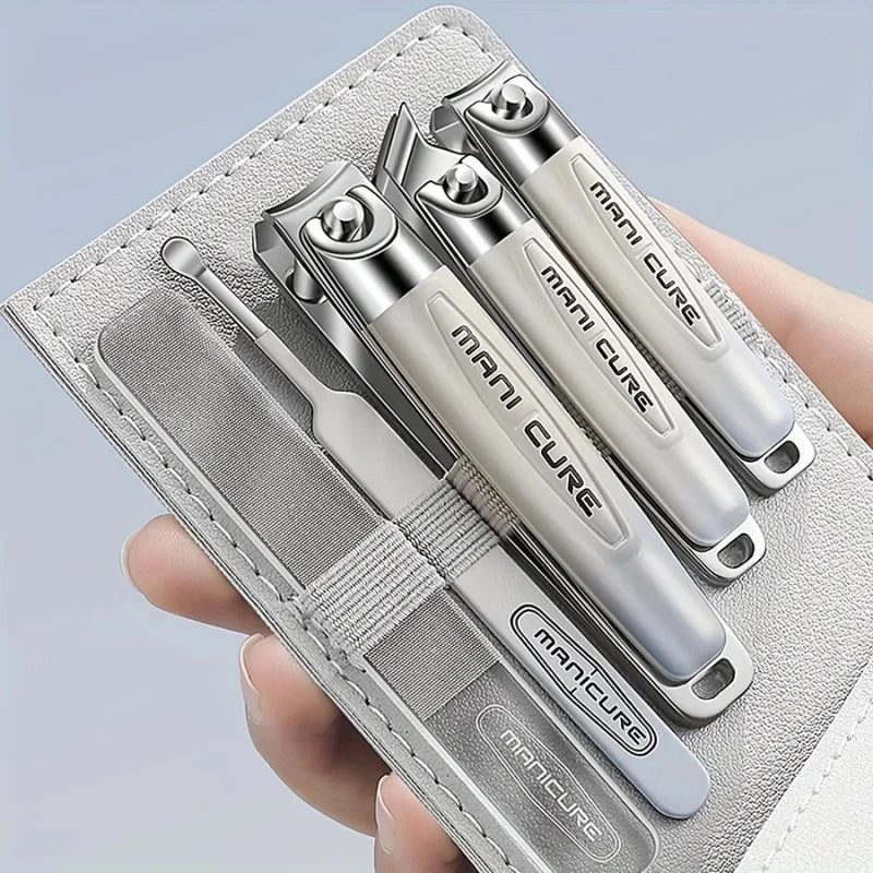 Premium 5Pcs Stainless Steel Manicure Kit, Portable Unisex Nail Set with Travel Case