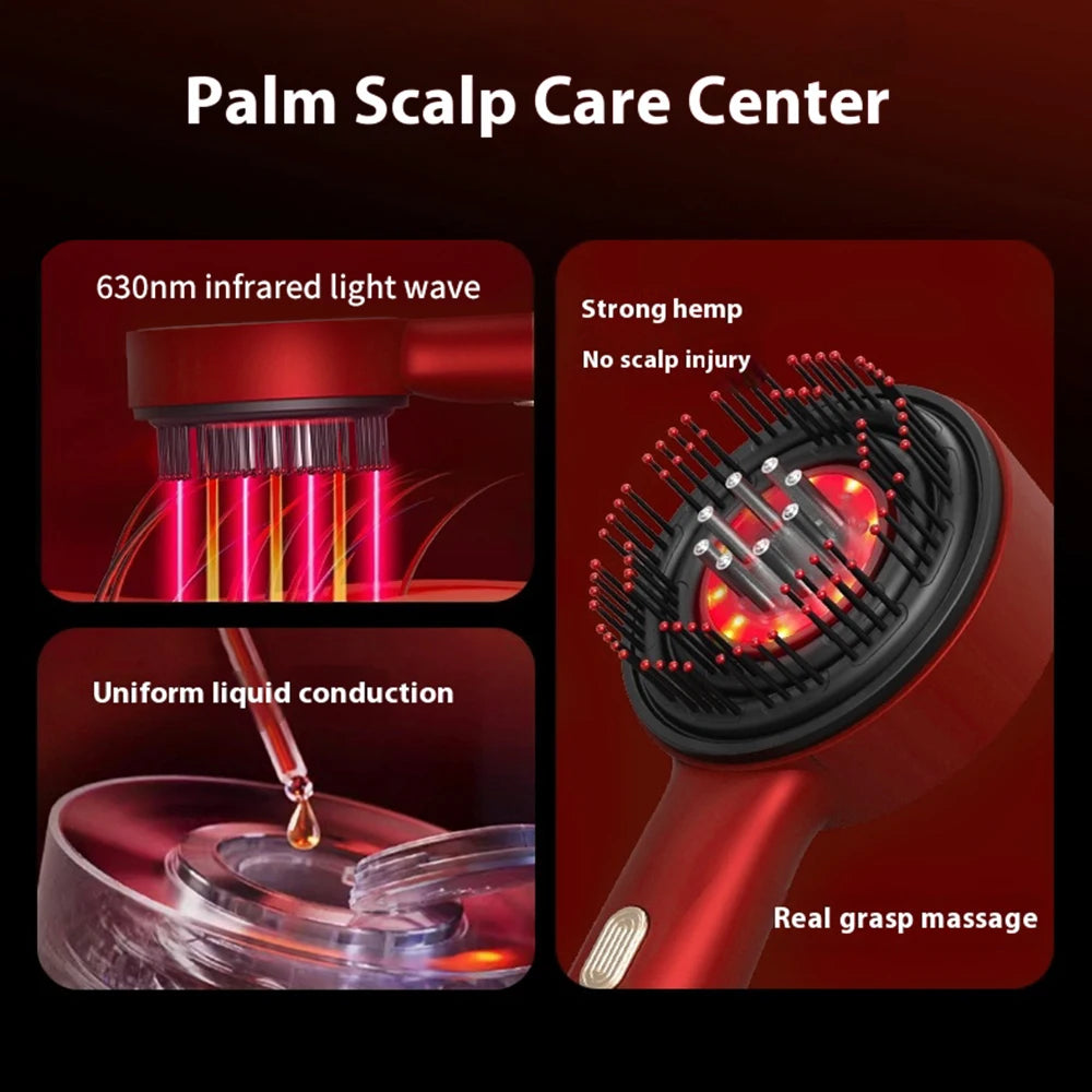 Scalp Massage Comb 630nm LED Red Light Electric Vibration Head Massager Scalp Oil Applicator Nourish Hair Care Brush Relaxation