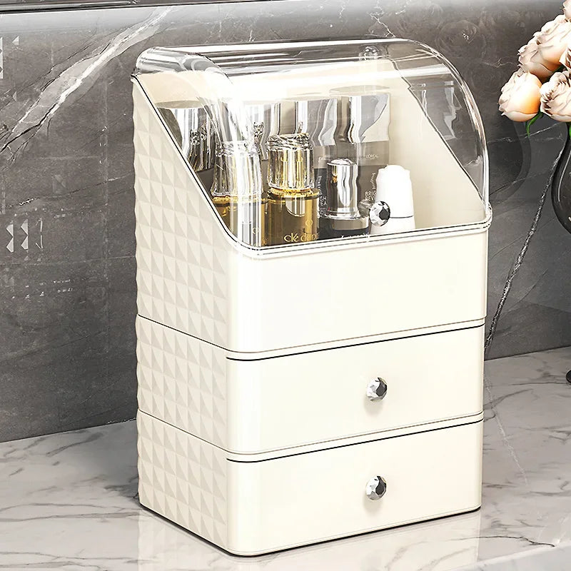 Cosmetic Storage Box Senior Sense of Light Luxury Desktop Makeup Box Transparent Visible Drawer Dust Moisture Proof Shelf
