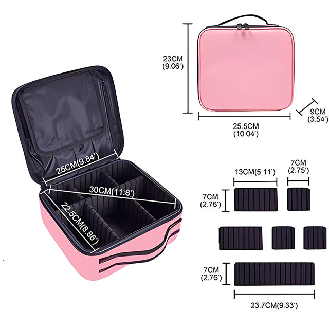 Travel Makeup Bag for Women Waterproof Cosmetic Case with Beauty Brush Storage Professional Tool Organizer Embroidery Design