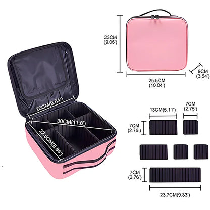 Travel Makeup Bag for Women Waterproof Cosmetic Case with Beauty Brush Storage Professional Tool Organizer Embroidery Design