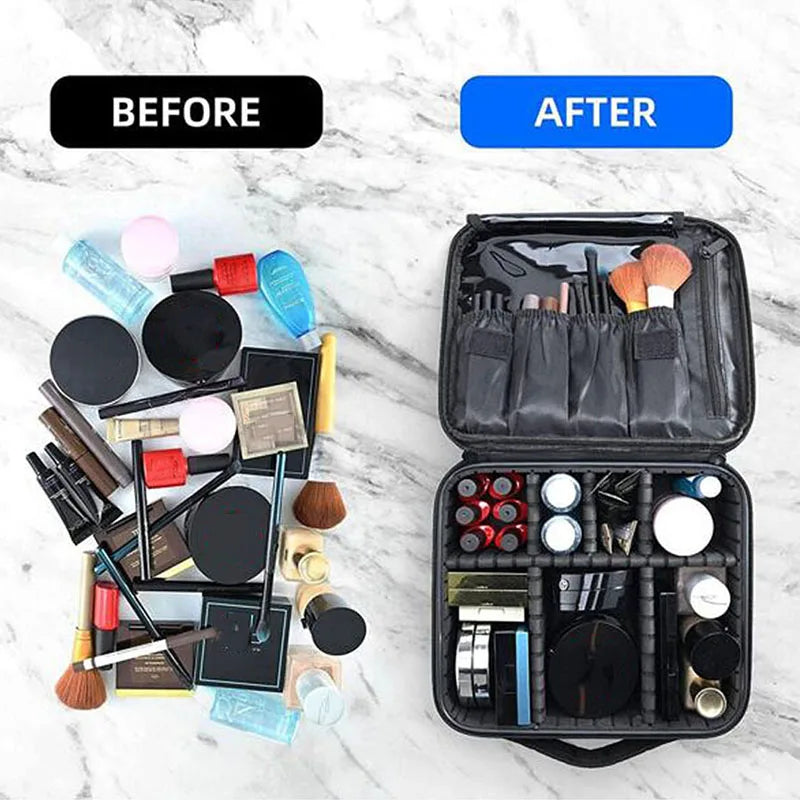 Travel Makeup Bag for Women Waterproof Cosmetic Case with Beauty Brush Storage Professional Tool Organizer Embroidery Design