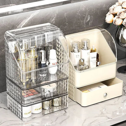 Cosmetic Storage Box Senior Sense of Light Luxury Desktop Makeup Box Transparent Visible Drawer Dust Moisture Proof Shelf