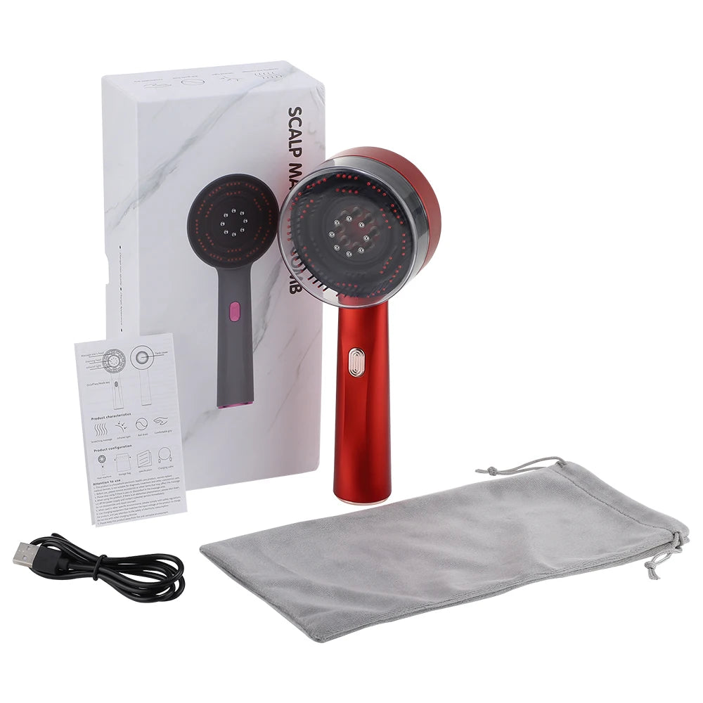 Cepillo Masajeador Capilar LED Rojo