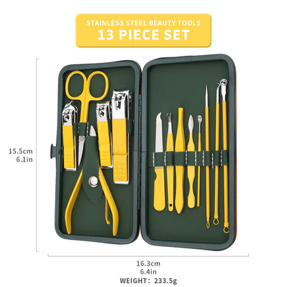7/10/13/19Pcs Manicure Kit,Nail Care Kit For Women, Manicure Pedicure Set, Nail Clippers Toenail Clippers Kit,  with Travel Case