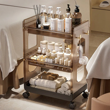 Premium Acrylic Makeup Organizer Display Shelf Beauty Salon Trolley Multi-Purpose Storage Rack Instrument Utility Cart