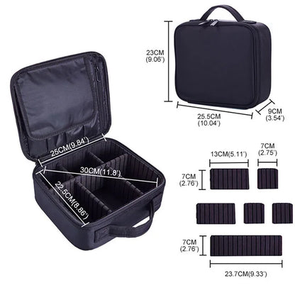 Travel Makeup Bag for Women Waterproof Cosmetic Case with Beauty Brush Storage Professional Tool Organizer Embroidery Design
