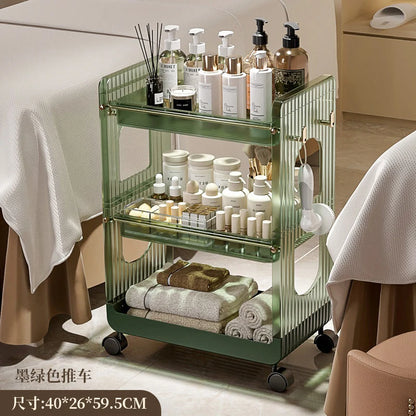 Premium Acrylic Makeup Organizer Display Shelf Beauty Salon Trolley Multi-Purpose Storage Rack Instrument Utility Cart