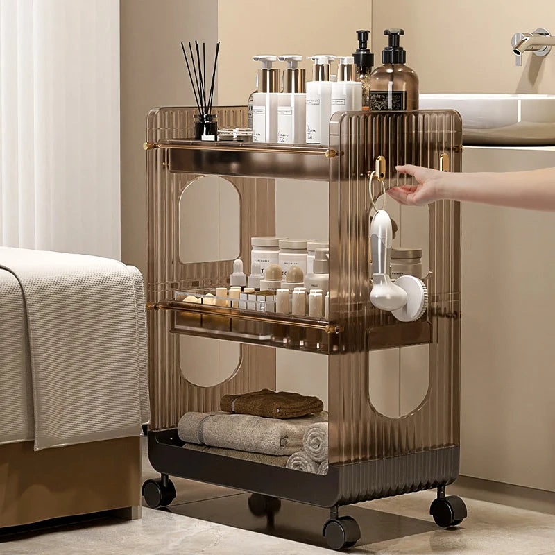 Premium Acrylic Makeup Organizer Display Shelf Beauty Salon Trolley Multi-Purpose Storage Rack Instrument Utility Cart