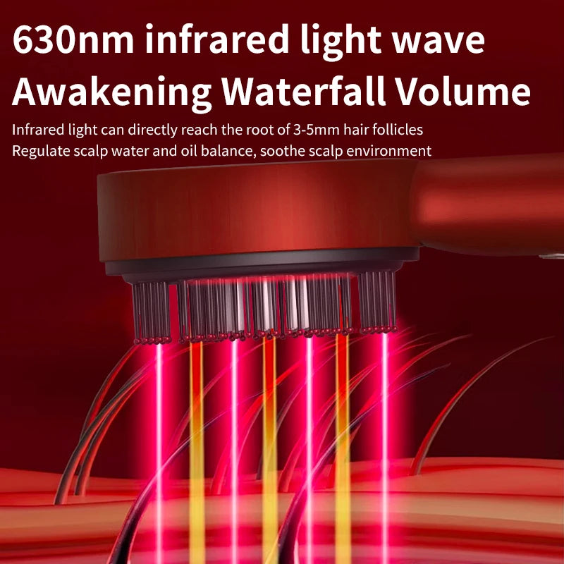 Electric Vibration Massage Comb Red Light Scalp Brush Stimulating Oil Applicator Hair Strengthening Root Care Daily Use