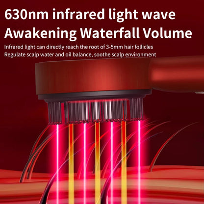 Electric Vibration Massage Comb Red Light Scalp Brush Stimulating Oil Applicator Hair Strengthening Root Care Daily Use