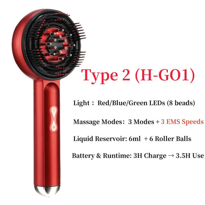 Scalp Massage Comb 630nm LED Red Light Electric Vibration Head Massager Scalp Oil Applicator Nourish Hair Care Brush Relaxation