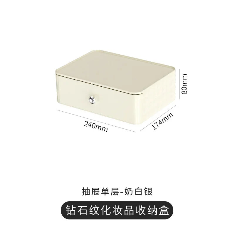 Cosmetic Storage Box Senior Sense of Light Luxury Desktop Makeup Box Transparent Visible Drawer Dust Moisture Proof Shelf