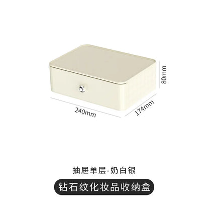 Cosmetic Storage Box Senior Sense of Light Luxury Desktop Makeup Box Transparent Visible Drawer Dust Moisture Proof Shelf