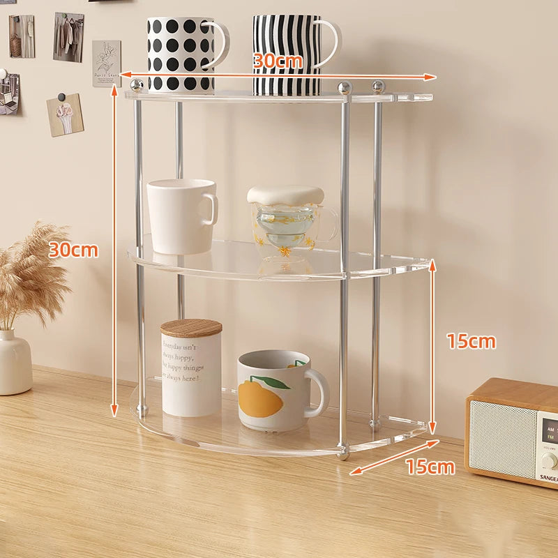 Acrylic Bathroom Vanity Organizer Perfume Organizer For Dresser Countertop Shelf Makeup Count Shelf Desktop Storage For Kitchen