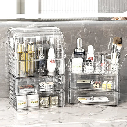 Cosmetic Storage Box Senior Sense of Light Luxury Desktop Makeup Box Transparent Visible Drawer Dust Moisture Proof Shelf