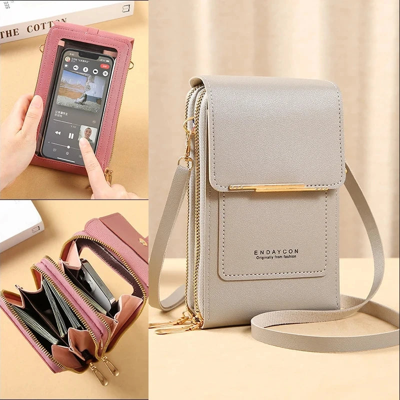 Crazy Bag Fashion Touch Screen Lock Cell Phone Bag Women&
