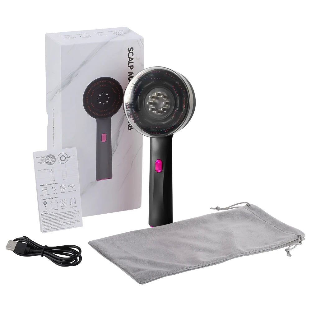 Electric Vibration Massage Comb Red Light Scalp Brush Stimulating Oil Applicator Hair Strengthening Root Care Daily Use