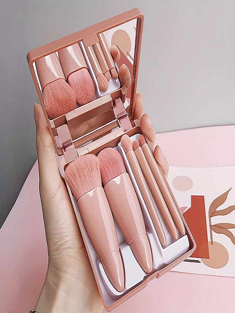 Set de 5 Brochas de Maquillaje con Espejo