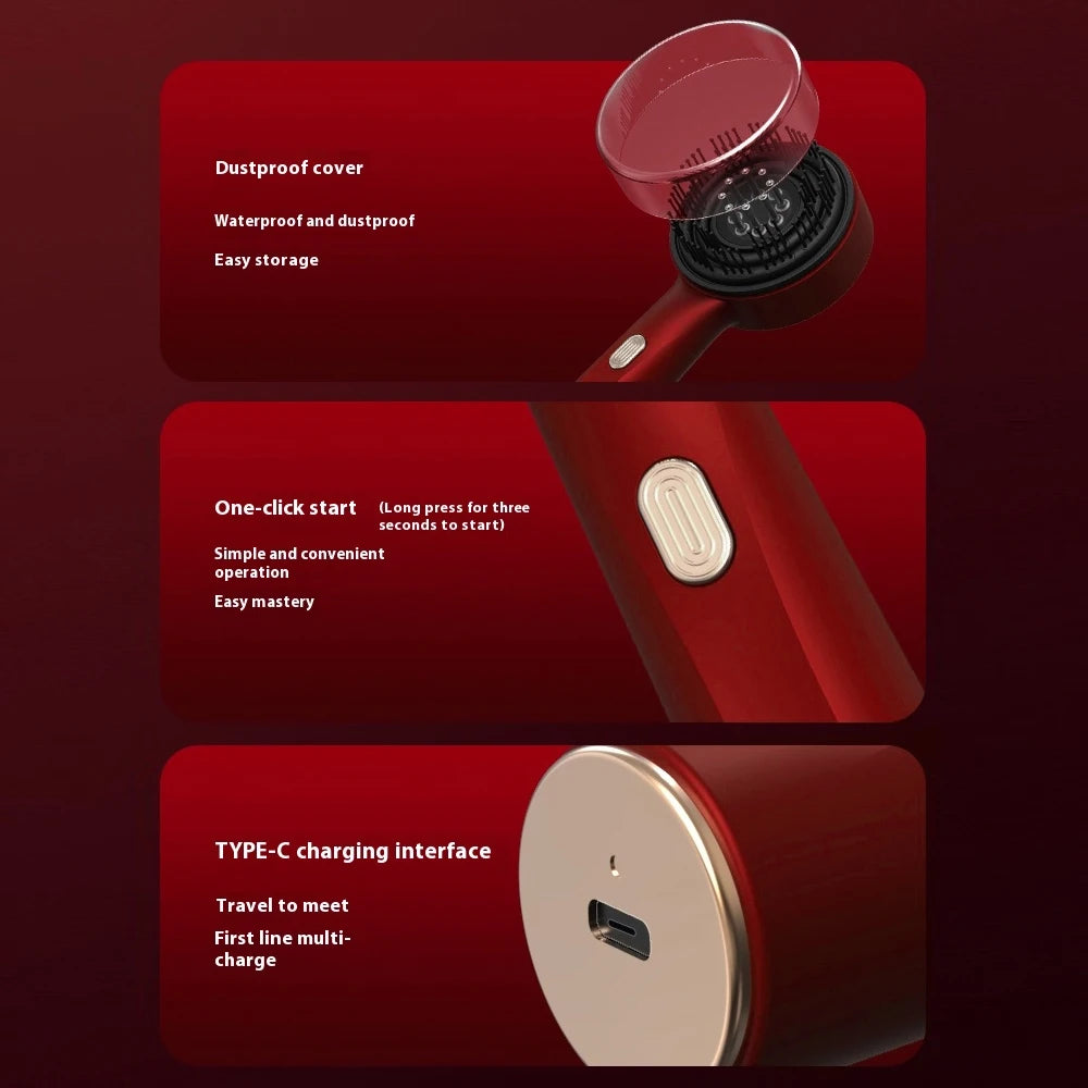 Scalp Massage Comb 630nm LED Red Light Electric Vibration Head Massager Scalp Oil Applicator Nourish Hair Care Brush Relaxation